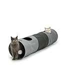 lionto Katzentunnel Katzenspielzeug Tunnel für Haustiere Spieltunnel mit Ball für Katzen, 30x130 cm
