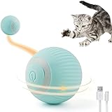 Katzenspielzeug Elektrisch mit LED Licht Katzenspielzeug Selbstbeschäftigung 360-Grad-Ball Interaktives Katzenspielzeug Selbstdrehender, Intelligentes USB Wiederaufladbarer Katzenspielzeug Ball