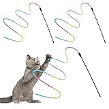 Molain Cat Zauberstab Regenbogenspielzeug 3pcs Rainbow Ribbon Zauberstab für Kitten Training Rainbow Ribbon Zauberstab Interaktiver Catcher Teaser Zauberstab für Kitten Cat Exerciser(30cm)