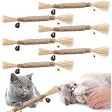 TUIBEIDAMAI Matatabi Katzensticks,Katzensticks Zur Zahnreinigung,Kausticks Set,Katzenminze Spielzeug,Katzenminze Sticks Zum Schleifen von Zähnen,Für ​Katze Zu Spielen, Beißen, Kauen (6 Stück)