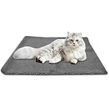 Newpop Grau Decken für Katzen, Wärmematte Katze, Kaninchen Decke, Katzendecke Flauschig, Haustierdecke Waschbar Kissen Draußen, Kuscheldecke Hund, Kitty Blanket, Thermal Katzenbett, Perlenbaumwolle.