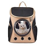 HAPPY HACHI Innovative Traveler Bubble Haustier Rucksack Transportboxen Airline Travel zugelassen Carrier umschaltbar Mesh Panel für Katzen und Hunde (Khaki)