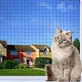 Tatamiyya Katzennetz für Balkon, Katzennetz Drahtverstärkt 2x3m，Robust ，Bissfest, alterungsbeständig, Balkonnetze und Fenstern für Katzen(Schwarz)