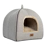 WINDRACINGKatzenbett für Indoor-Katzen, Katzenhöhle, Katzenzelt mit abnehmbarem, waschbarem Kissen, weich und selbstwärmend, Katzennest, Haustierbett, windabweisend, Größe L,