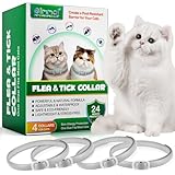 QLIGES Zecken-Flohband Katze, Flohhalsband für Katzen 4Pcs, 24 Monate lang wirksamer Schutz, Schutz vor Hautallergien, weich und bequem, verstellbar, wasserdicht, für alle Katzen geeignet