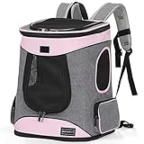 Petsfit Rucksack für Tiere mit Netzfenster, Transportrucksack für Hunde mit Zwei Schultergurten vorne/hinten Halterung, Reisetasche für kleine Tiere, 43 cm x 32 cm x 29 cm