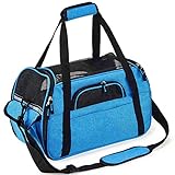 Petcomer Haustier Träger für Hunde & Katzen Breathable Comfort Fluggesellschaft zugelassen Travel Weiche Seiten Tasche für Haustiere Tasche Reise Trägerkäfig, Blau, S 40.6cmL × 20.3cmW × 29.2cmH